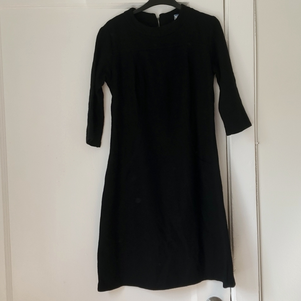 VINTAGE black a-line wool dress